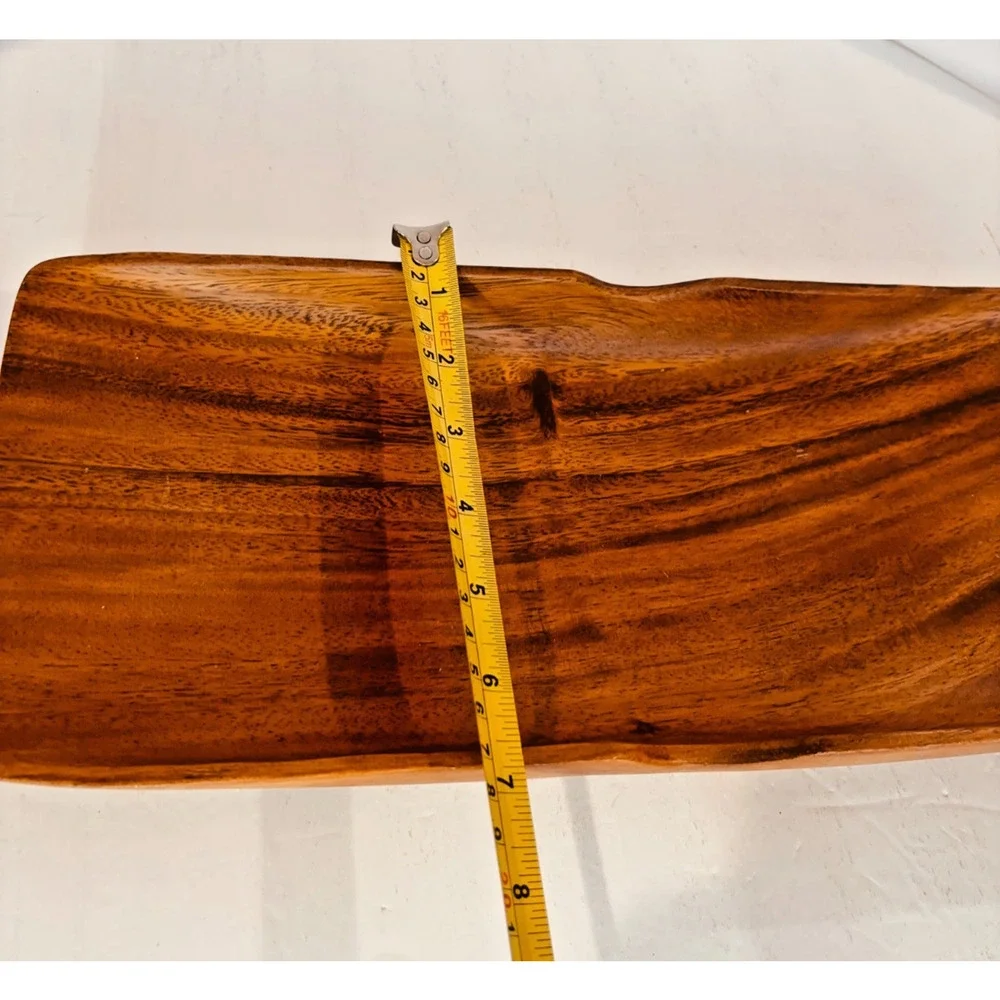 Vintage Monkey Pod Wood Tray, Mid-Century Hand-Carved Serving or Display Tray